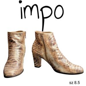 Booties Impo Vasper Zebra Gold & Silver Glitter Sparkle Glam Ankle Boots Shoes